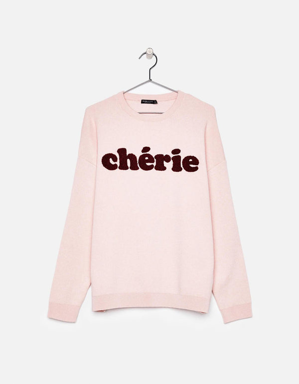 Oversized sweater with slogan