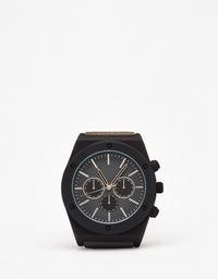 Watch with faux leather strap