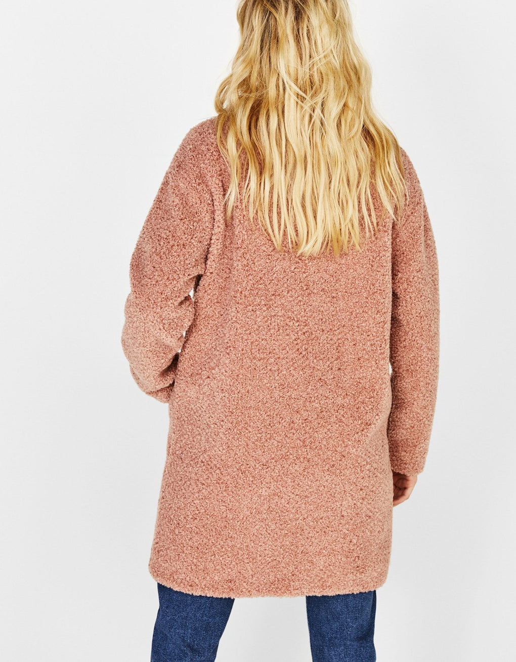 Faux shearling double-breasted coat